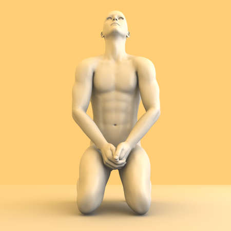 Symvolic 3D rendered illustration of a generic male human meditating in the dragon seat asana.の写真素材