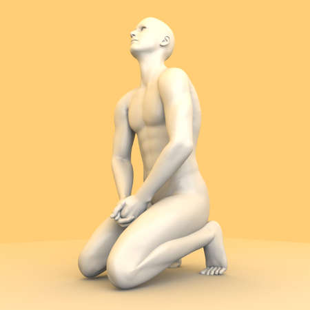 Symvolic 3D rendered illustration of a generic male human meditating in the dragon seat asana.の写真素材