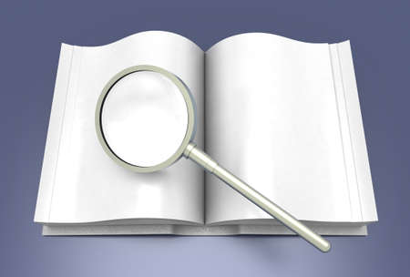 Searching in a Book. 3D rendered Illustration.