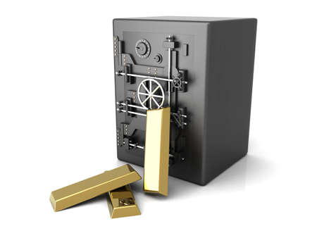 Gold investment. 3D rendered Illustration. Isolated on white.の写真素材