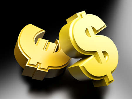 Dollar and Euro money symbols. 3D rendered Illustration.の写真素材