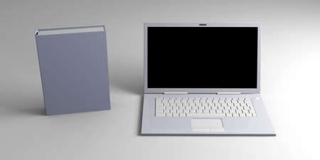 A Laptop with books. 3D rendered illustration.  