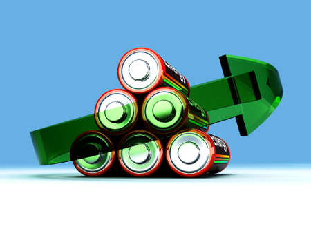 3D rendered Illustration. Symbol for a rechargable AA Battery.の写真素材
