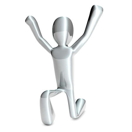 A winning cartoon figure. 3D rendered Illustration. Isolated on white. の写真素材