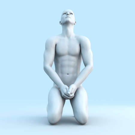 Symvolic 3D rendered illustration of a generic male human meditating in the dragon seat asana.の写真素材