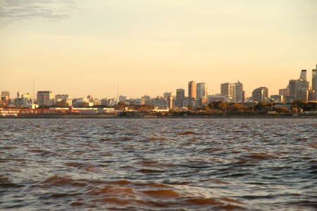 The skyline of Buenos Aires, Argentina. View from the Rio de la Plata.