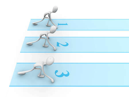 A group of competing runners  3d rendered illustration  Isolated on white の写真素材