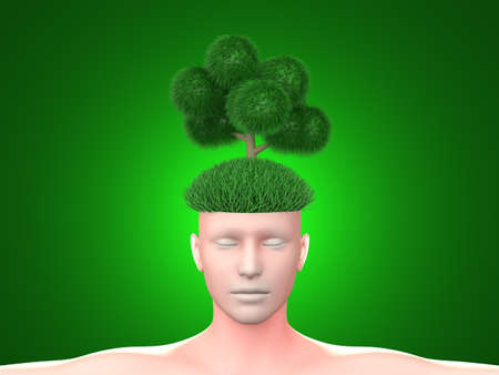 Think green  3D rendered illustration の写真素材