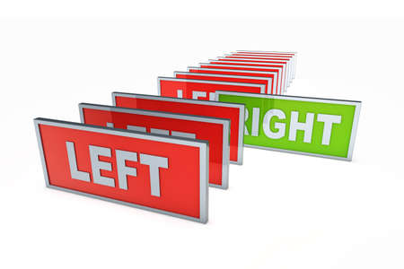 Left and right  Political directions  3D rendered illustration, Isolated on white 