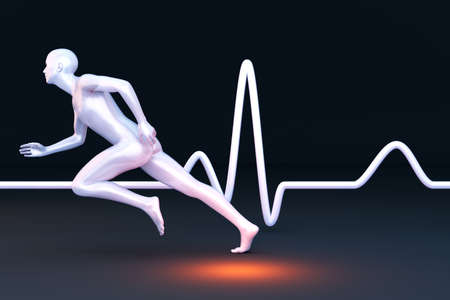 Measurement of physiology properties in a runner  3D rendered Illustration 
