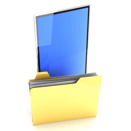 A Tablet PC   Pad device  3D rendered illustration  Isolated on white の写真素材