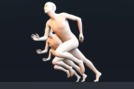 Three competing runners  3D rendered Illustration の写真素材