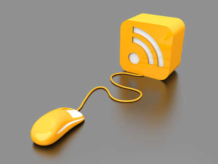 3D rendered Illustration  Clicking a RSS symbol  
