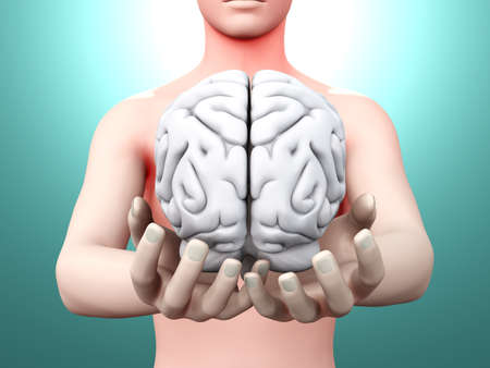 Holding a brain  3D rendered illustration   