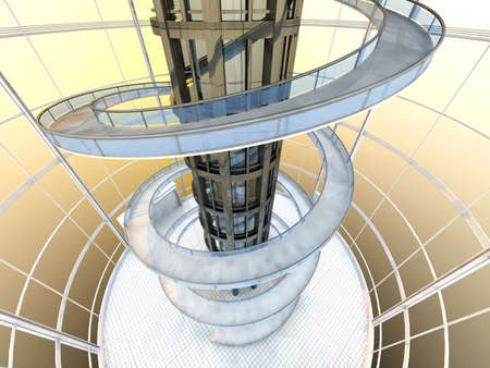 Science fiction architecture visualisation  3D rendered illustration の写真素材