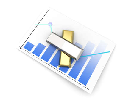 Analyzing the commodity market  3D rendered illustration  Isolated on white の写真素材