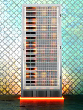 A iron server room  3D rendered Illustration 