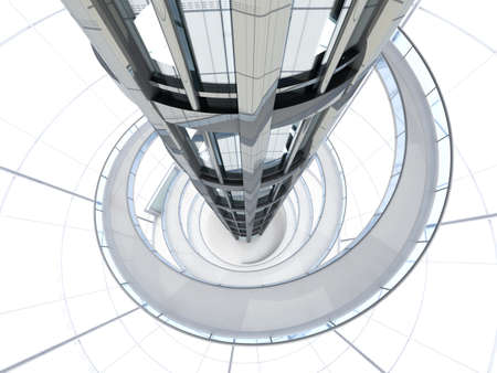 Science fiction architecture visualisation  3D rendered illustration 