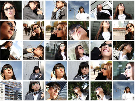 Collage of business woman portraits in a outside setting 