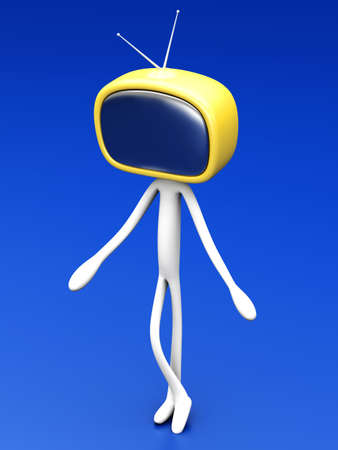 TV Head  3D rendered cartoon illustration   の写真素材