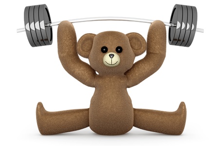 A weightlifting Teddy Bear. 3D rendered Illustration.の写真素材