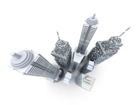 Modern buildings forming a city. 3D rendered Illustration.の写真素材