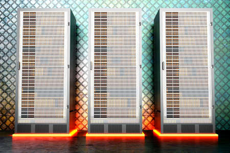 A iron server room. 3D rendered Illustration.
