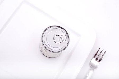 Tinned nutrition on a plate.の写真素材