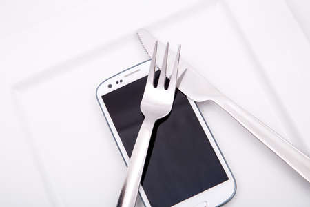 A Smartphone served on a Plate.の写真素材