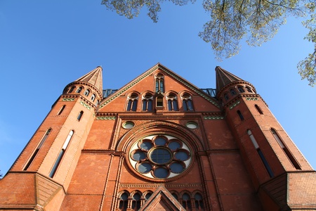 Church "Zum heiligen Kreuz" in Kreuzberg, Berlin, Germany.の写真素材