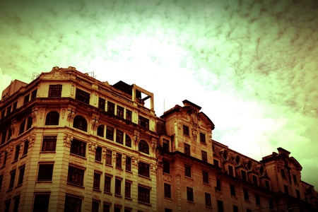 Retro style image of a Building in Downtown Sao Paulo, Brazil. のeditorial素材