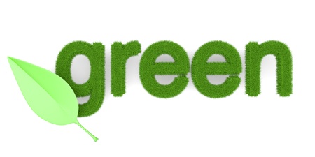 The word Green. Symbol for ecology. 3d illustration.の写真素材