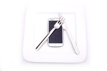 A Smartphone served on a Plate.の写真素材