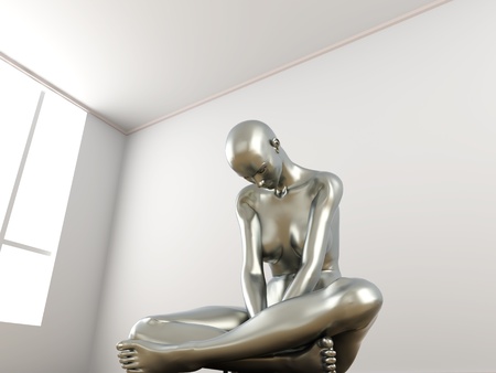 Abstract 3D rendered illustration of a depressed woman. の写真素材