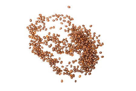 Roasted Coffee beans isolated on white.の写真素材