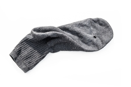 A old sock isolated on white.の写真素材