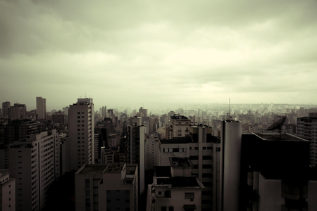 Pollution over Sao Paulo, Brazil, South America. Retro style image.の写真素材