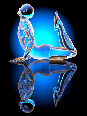 A lookalike of the King Cobra Yoga pose. 3D illustration.の写真素材
