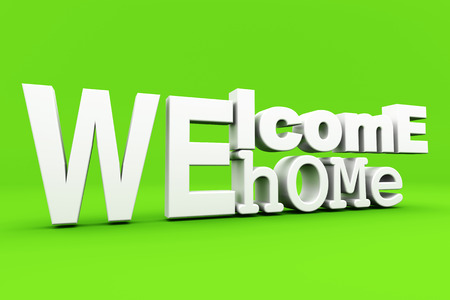 Welcome home as written letters. 3d illustration.の写真素材