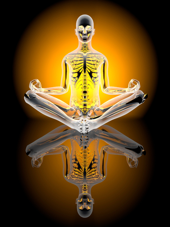 A yoga meditation pose. 3D Illustration.の写真素材