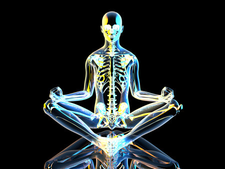 A yoga meditation pose. 3D Illustration.の写真素材