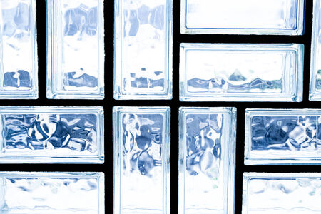 A glass brick wall . Architecture interior.の写真素材