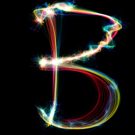 Digitally created letter formed out of plasma energy.の写真素材