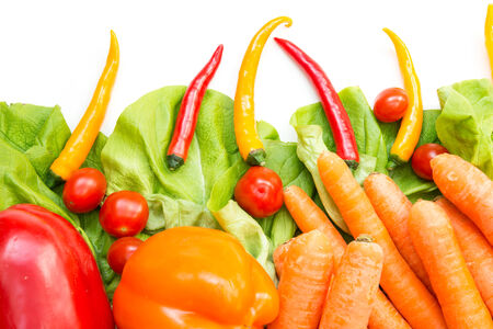 Various vegetables as a background isolated on white.の写真素材