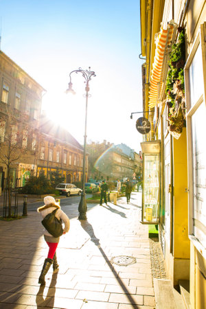 Daily life on the streets of Budapest, Hungary in December 2013 のeditorial素材