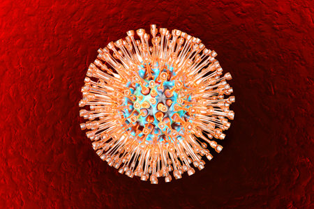 A medical visualization of a Herpes Virus on natural Background  3D Illustration 