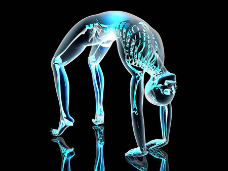 The Yoga inverted bow pose (Urdhva Dhanurasana). 3D Illustration.の写真素材