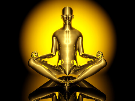 A yoga meditation pose. 3D Illustration.の写真素材