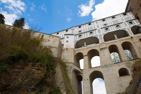 Famous castle bridge in Cesky Krumlov, Czech republik, Europe.のeditorial素材