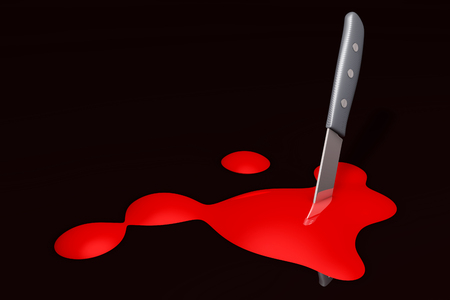 A knife with some blood. 3D rendered Illustration. の写真素材